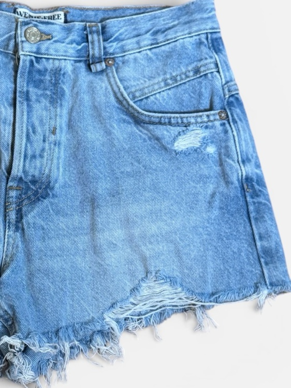 We The Free People Now or Never Light Blue Demin Distressed Cutoff Shorts Sz. 27 - Picture 7 of 8